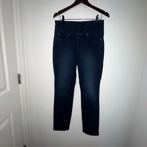 Belle by Kim Gravel Flexibelle Straight Leg Pull-On Jeans Dark Wash Size 10